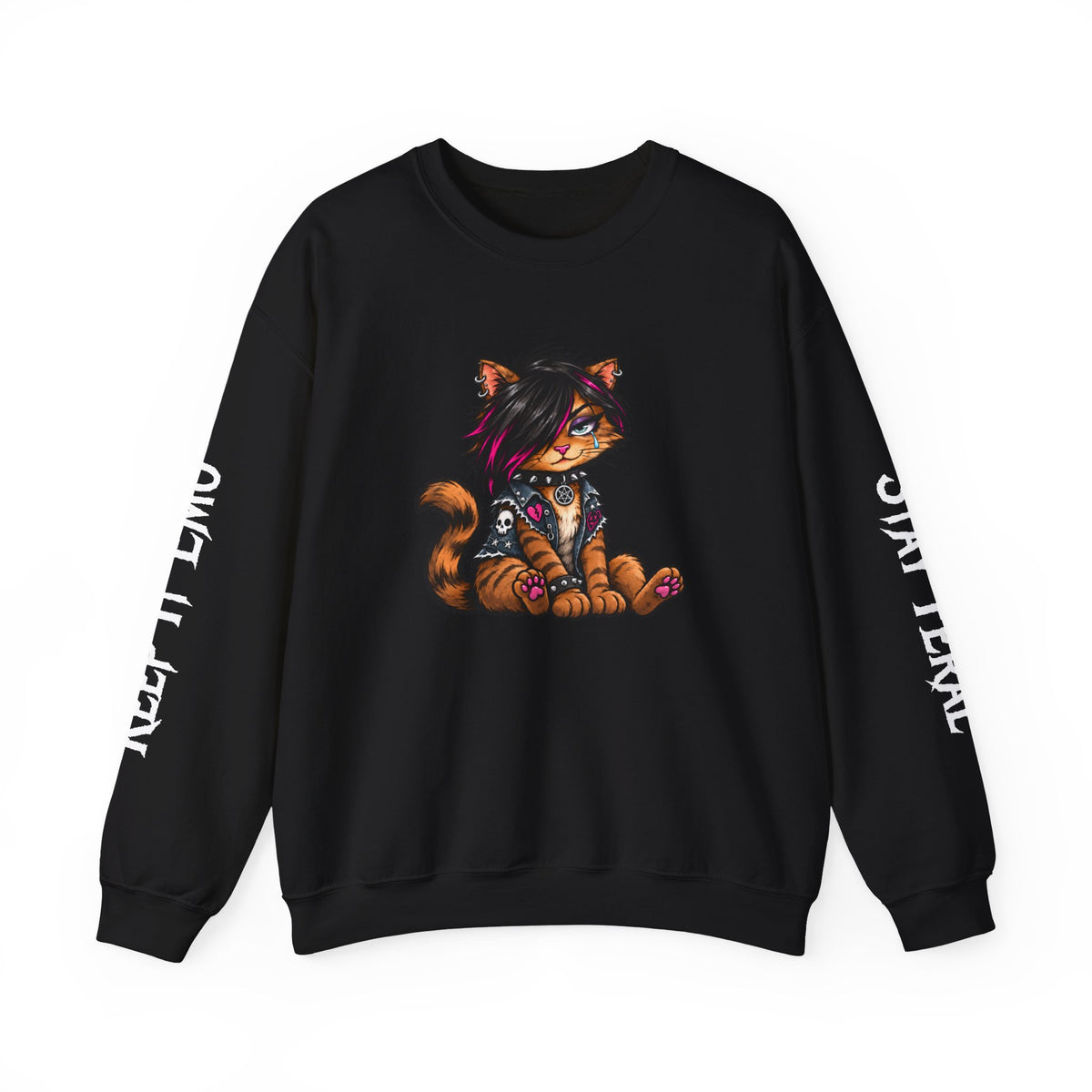 Emo Kat Stay Feral Crew Neck Sweatshirt