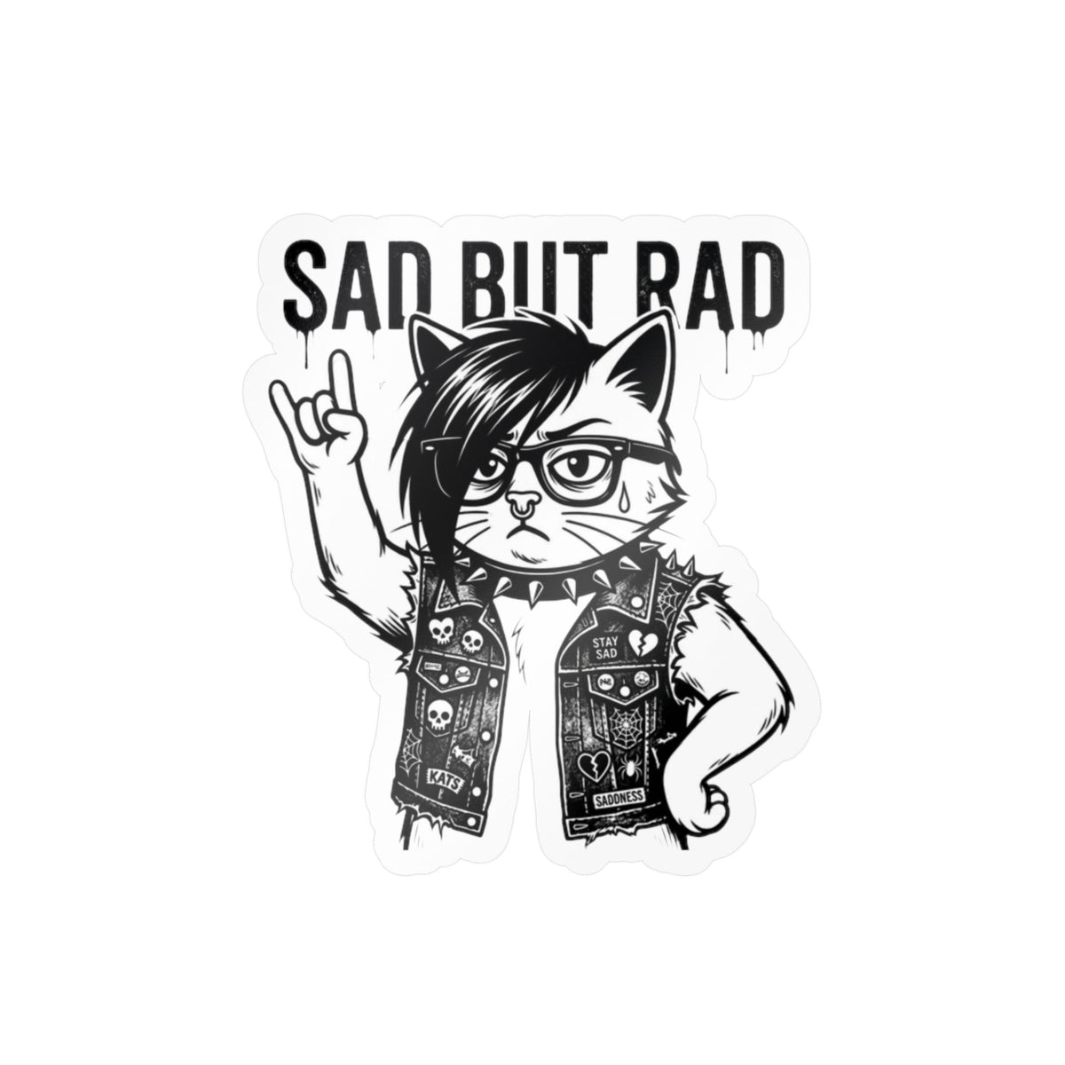 Sad But Rad Punk Cat Vinyl Sticker