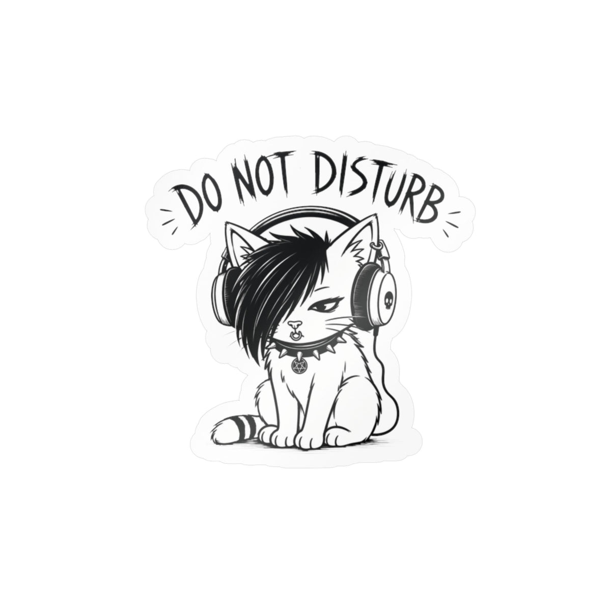 Do Not Disturb Emo Cat Vinyl Sticker