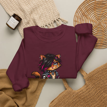 Emo Kat Stay Feral Crew Neck Sweatshirt