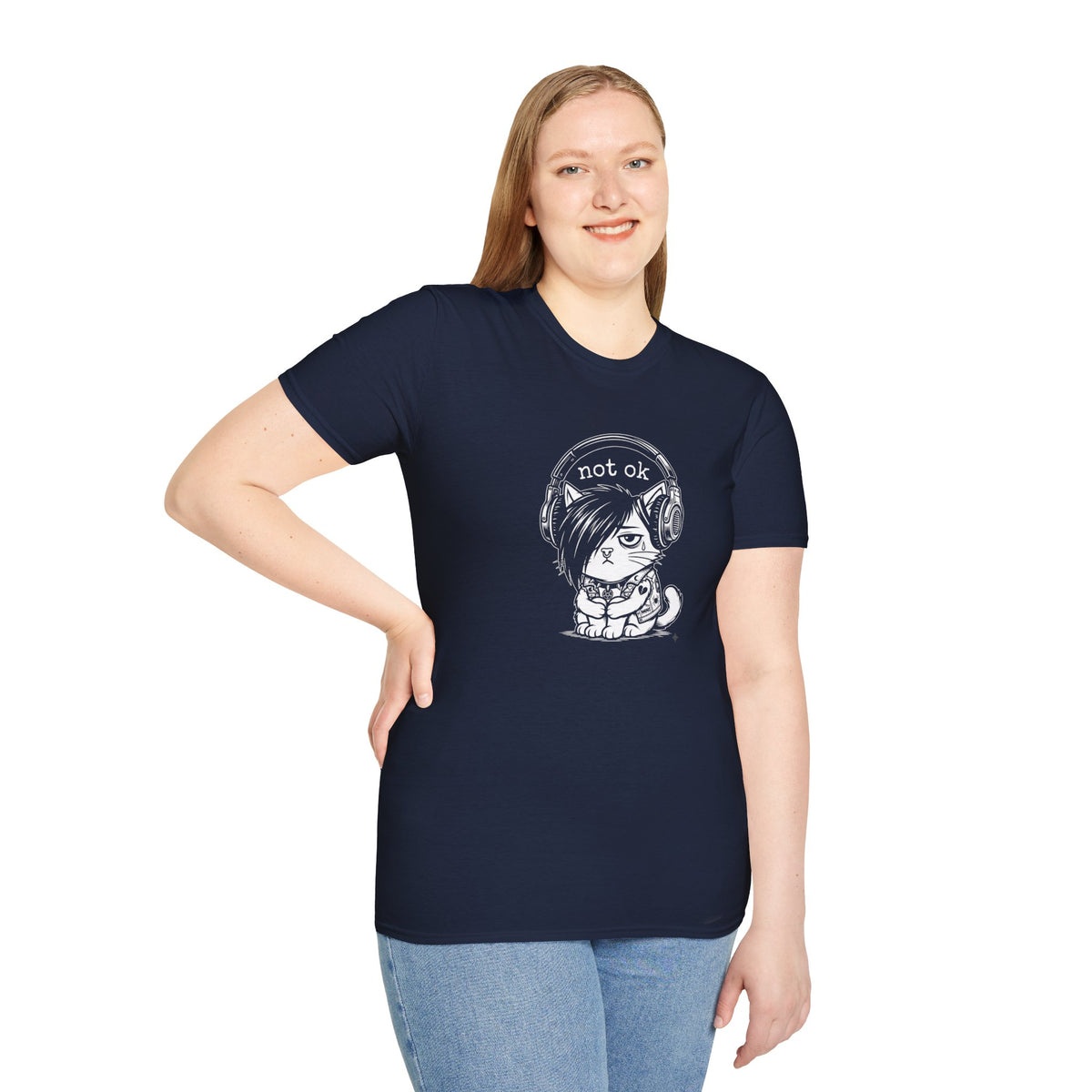 NOT OK headphones Cat T-Shirt