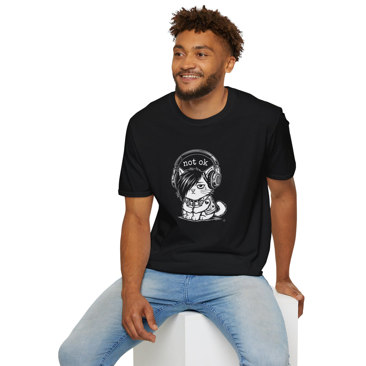 NOT OK headphones Cat T-Shirt