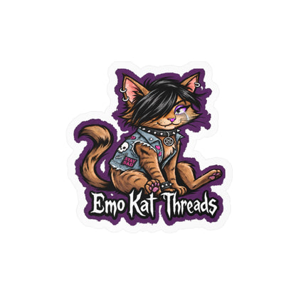 Emo Kat Threads Sticker Brown