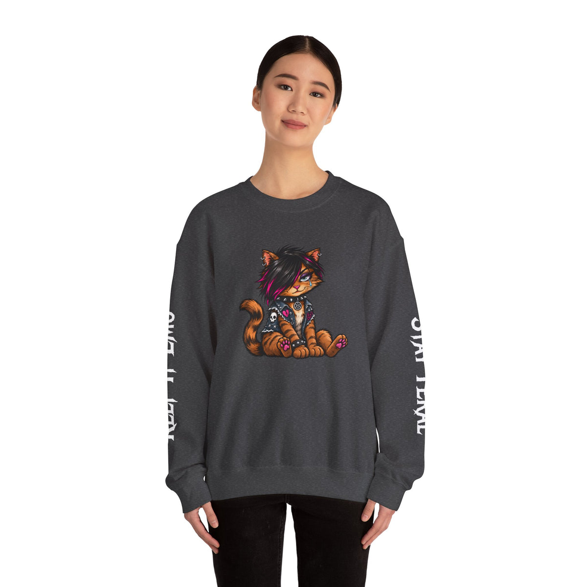 Emo Kat Stay Feral Crew Neck Sweatshirt