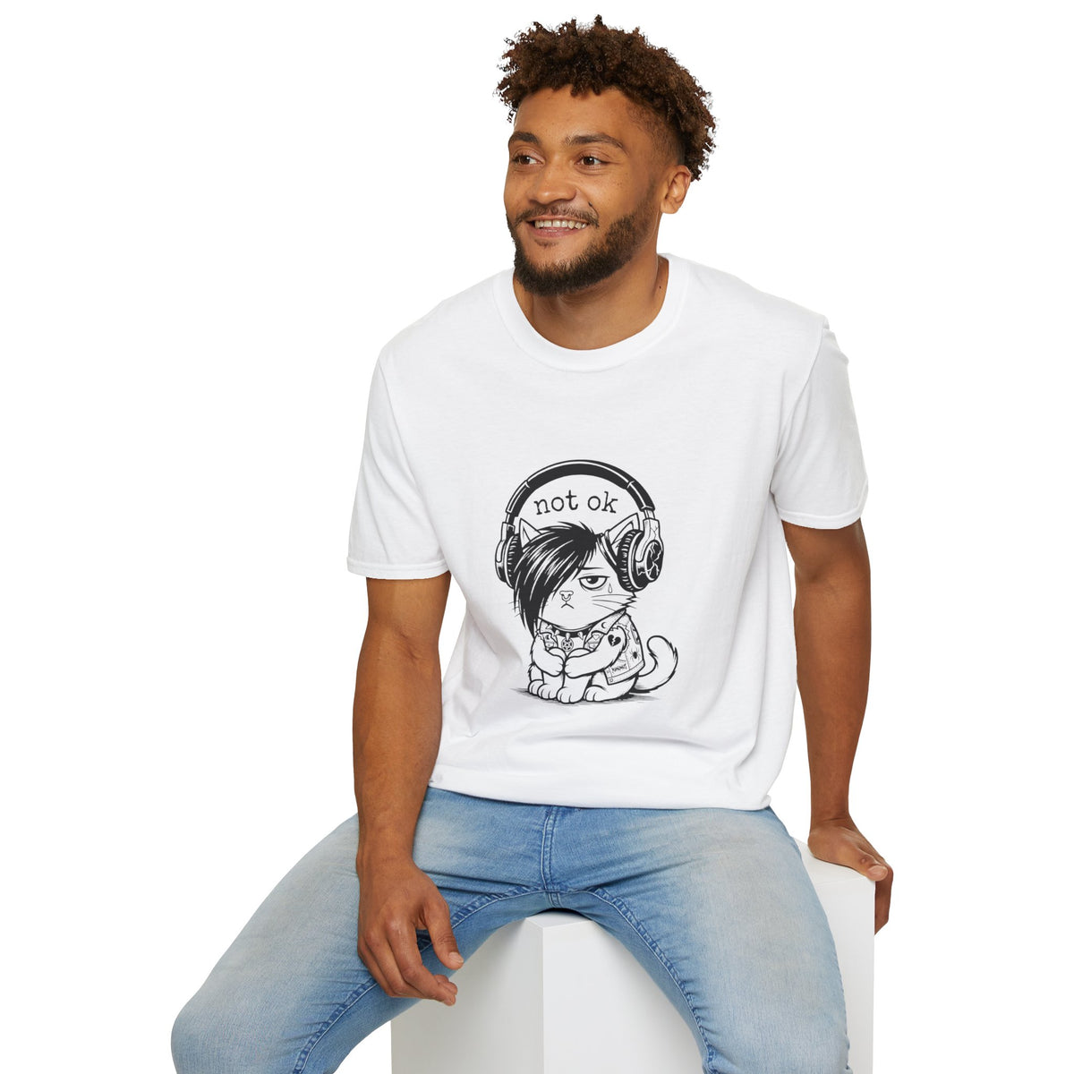 NOT OK headphones Cat T-Shirt
