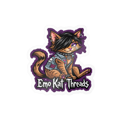 Emo Kat Threads Sticker Brown