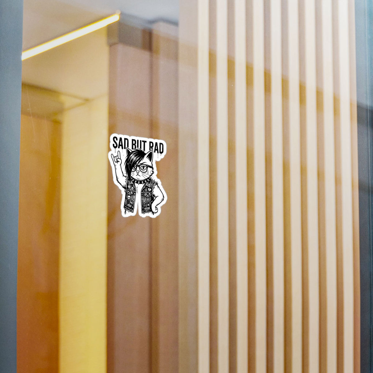Sad But Rad Punk Cat Vinyl Sticker
