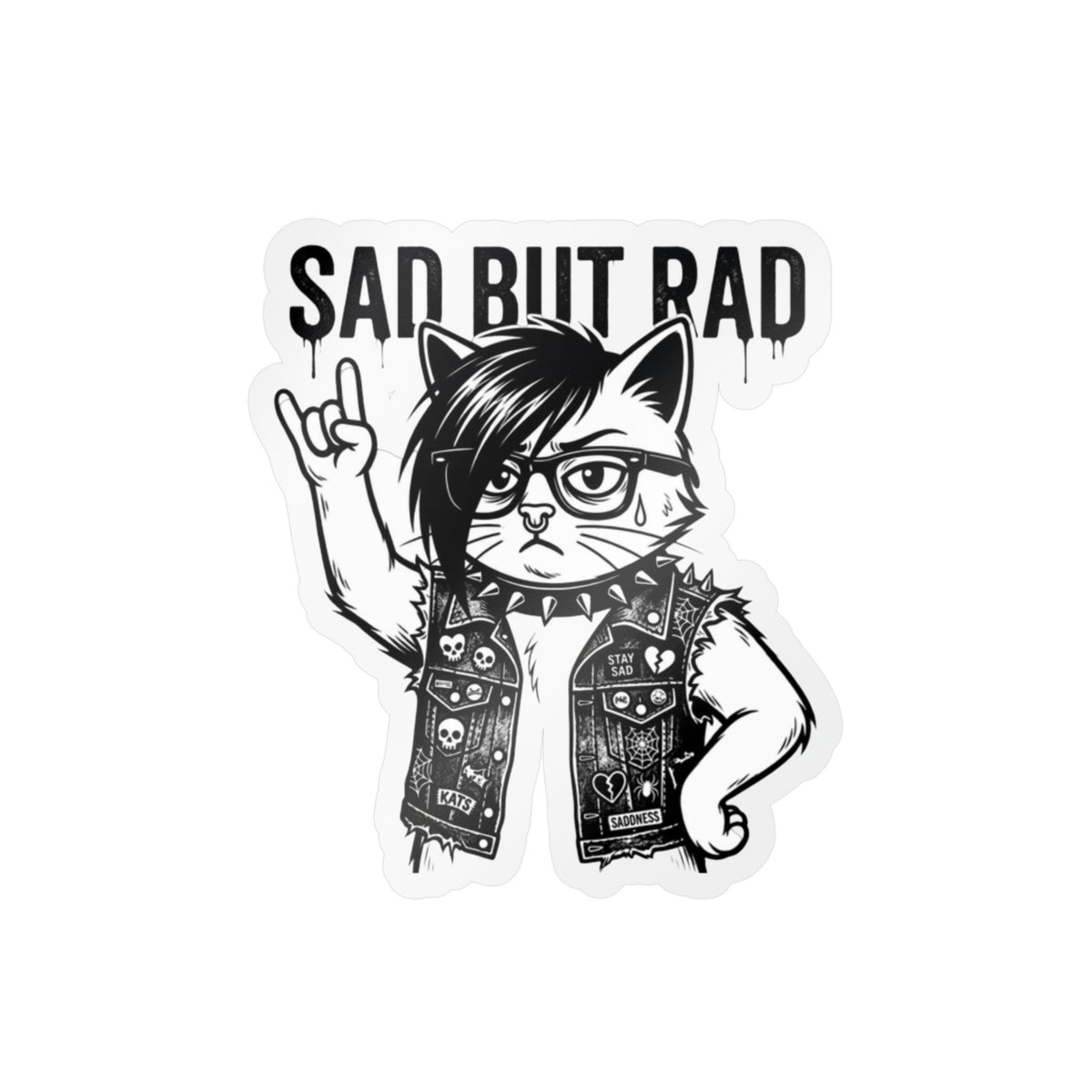 Sad But Rad Punk Cat Vinyl Sticker
