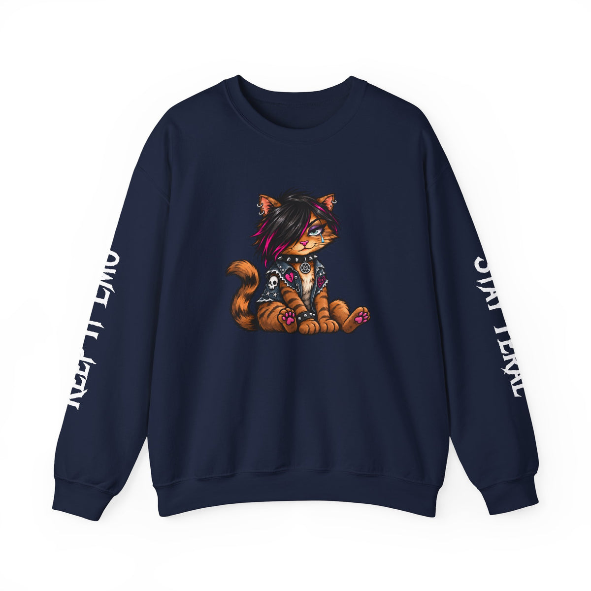Emo Kat Stay Feral Crew Neck Sweatshirt