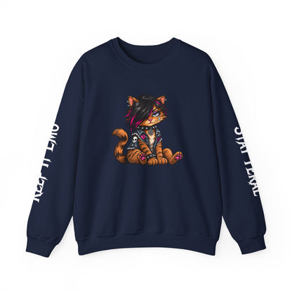 Emo Kat Stay Feral Crew Neck Sweatshirt