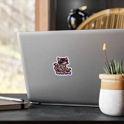 Emo Kat Threads Sticker Brown