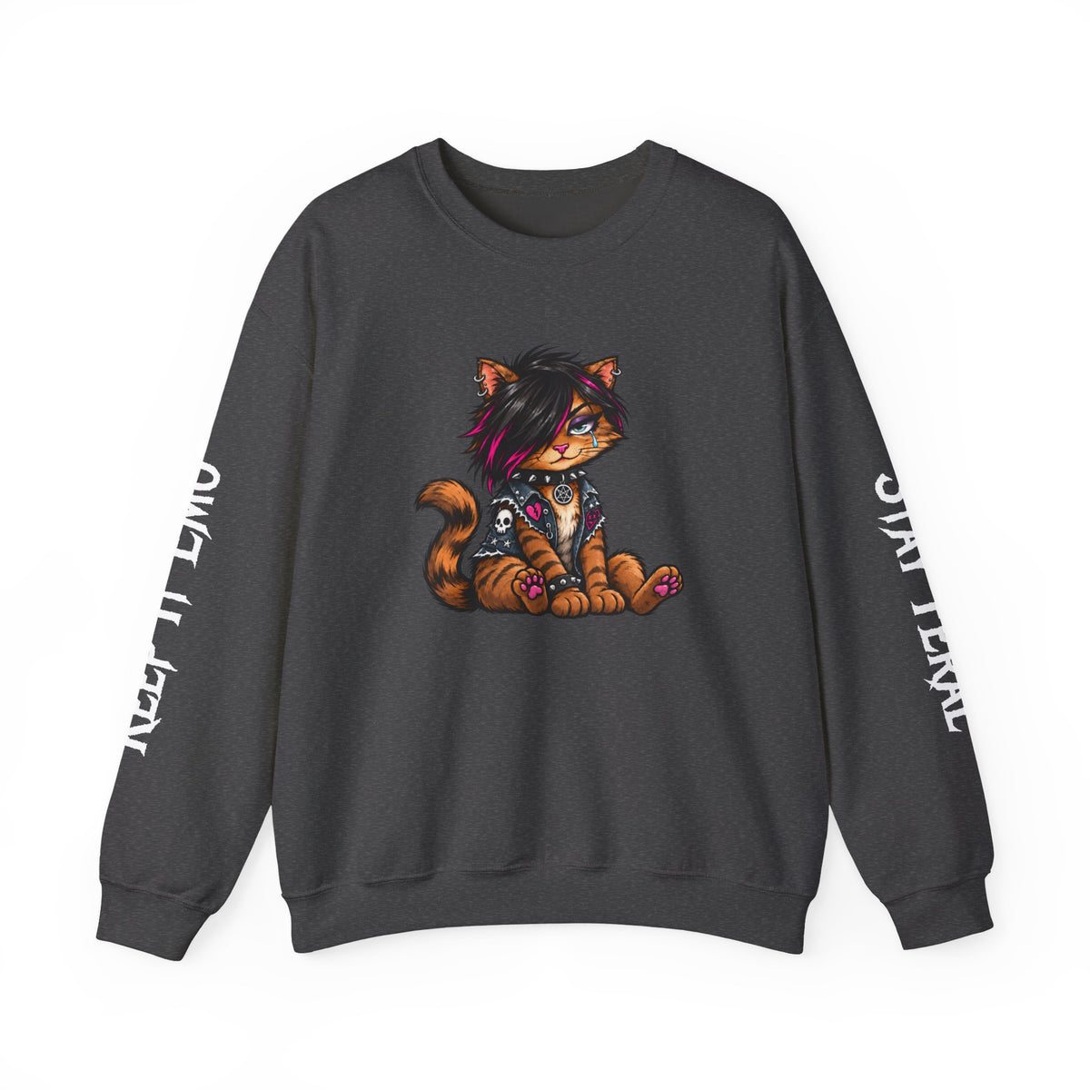 Emo Kat Stay Feral Crew Neck Sweatshirt