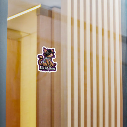 Emo Kat Threads Sticker Brown