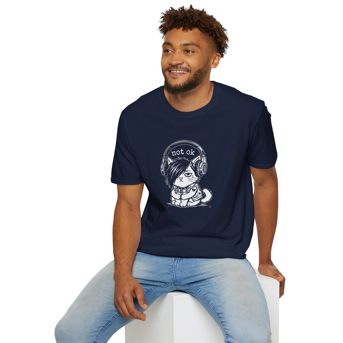 NOT OK headphones Cat T-Shirt