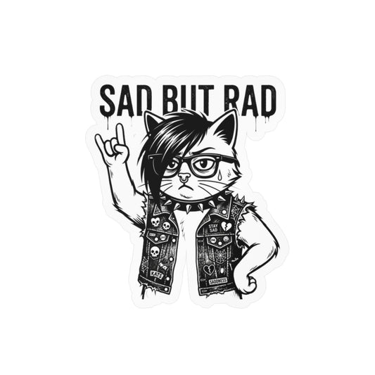 Sad But Rad Punk Cat Vinyl Sticker