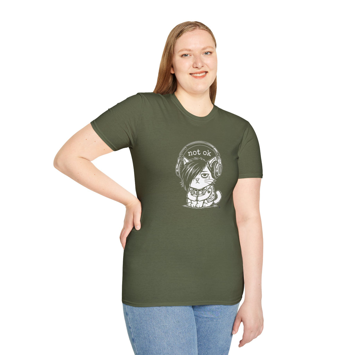 NOT OK headphones Cat T-Shirt