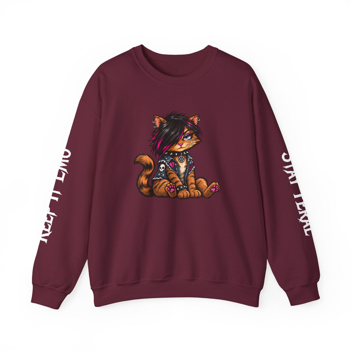 Emo Kat Stay Feral Crew Neck Sweatshirt